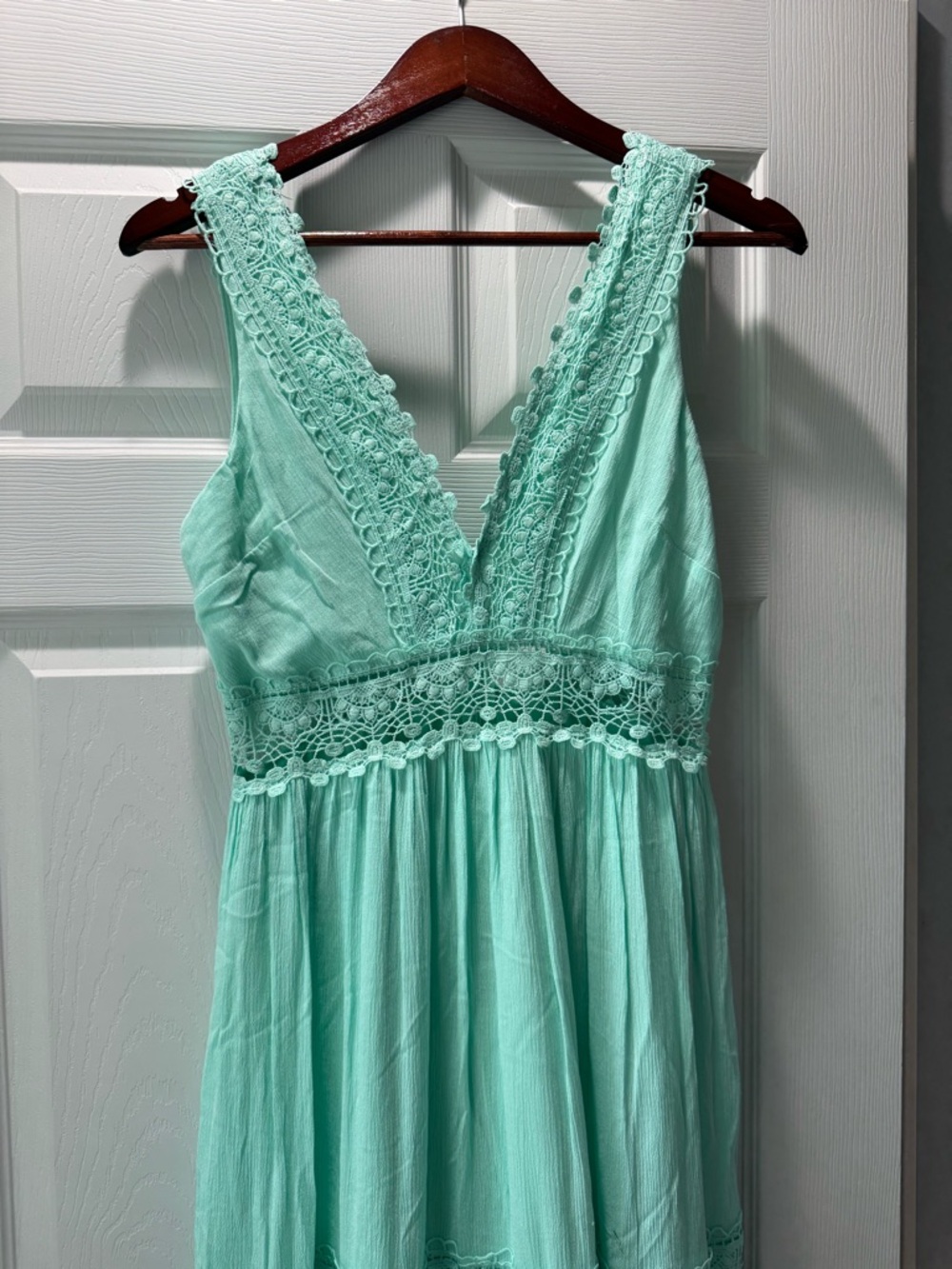 VENUS Mint Green Crochet Lace Dress
